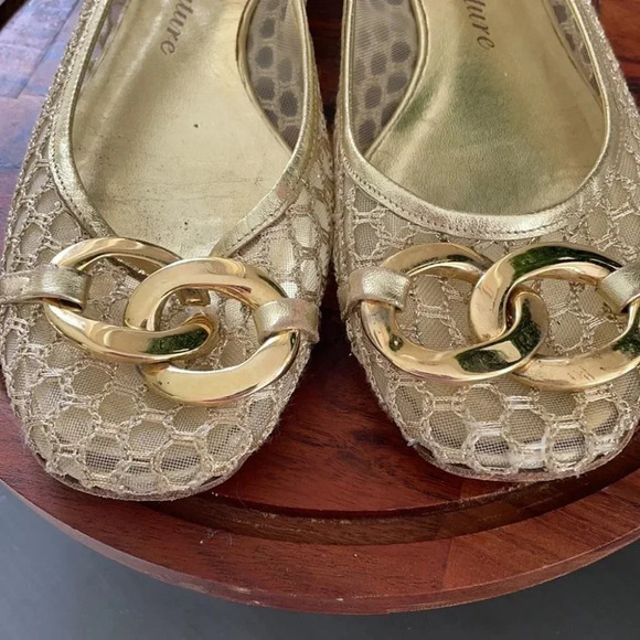 Juicy Couture Gold Mesh Flats Buckle 9M Italy - Picture 6 of 8